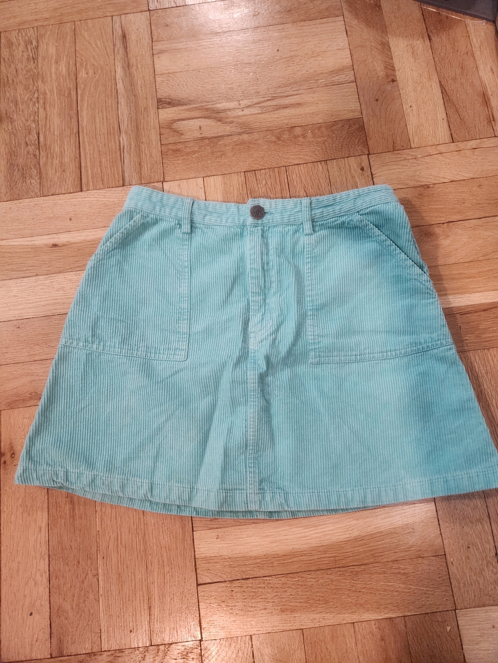 Lucy & Yak Teal Aqua Blue Corduroy Mini Skirt Organic Cotton US 8